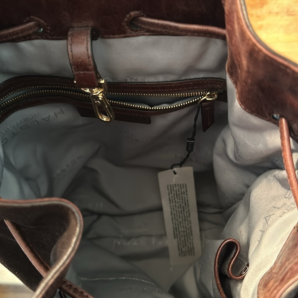 HALSTON LEATHER AND SUEDE BACKPACK PURSE - Picture 8 of 8